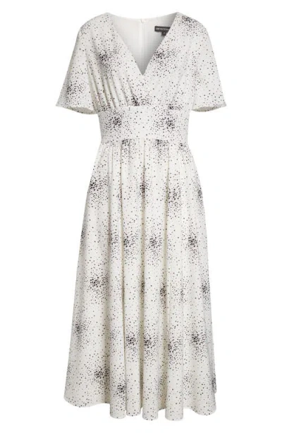 Emporio Armani Dotted V-neck Midi Dress In White