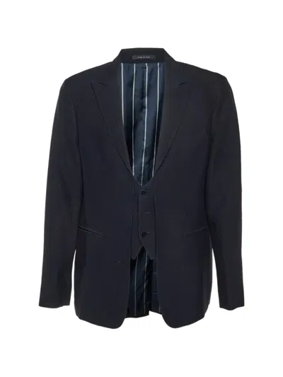 Pre-owned Emporio Armani Dotted Vest-detail Blazer In Blue