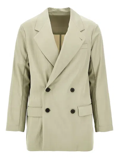 Emporio Armani Double-breasted Blazer In Gray