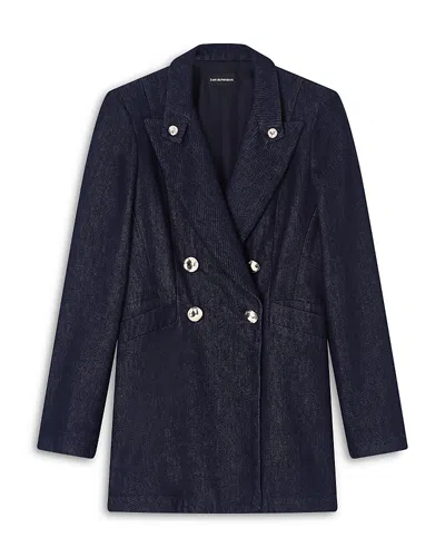 Emporio Armani Double-breasted Blazer In 11 oz Denim In Blue