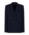 Emporio Armani Icon Piquet Double-breasted Jacket In Navy Blue