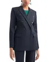 Emporio Armani Cotton Couture Double Breasted Blazer In Navy Blue