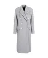 Emporio Armani Wool Melange Double Breasted Coat In Gray