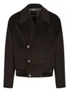 Emporio Armani Double-breasted Button Jacket In Brown