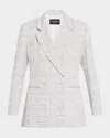 Emporio Armani Double-breasted Check Blazer In Light Grey