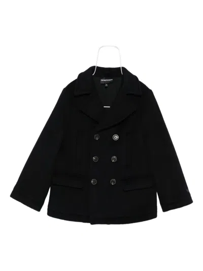 Emporio Armani Double-breasted Coat In Black