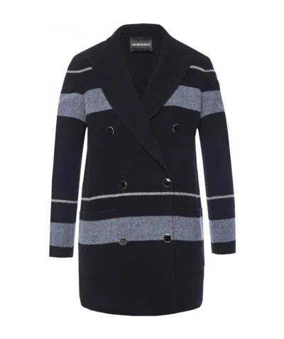 Emporio Armani Double-breasted Coat In Black
