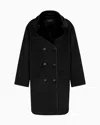 Emporio Armani Double-breasted Coat In A Compact Wool-blend Cloth In Black