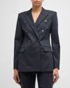 Emporio Armani Cotton Couture Double Breasted Blazer In Navy Blue