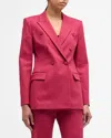 Emporio Armani Double-breasted Couture Cotton Blazer In Solid Dark Red