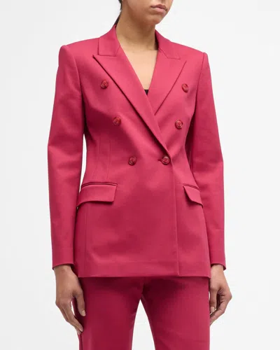 Emporio Armani Double-breasted Couture Cotton Blazer In Raspberry