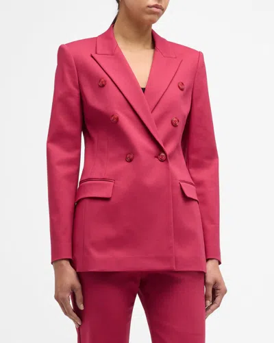 Emporio Armani Double-breasted Couture Cotton Blazer In Burgundy