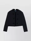 Emporio Armani Double-breasted Cropped Wool Blazer In Black