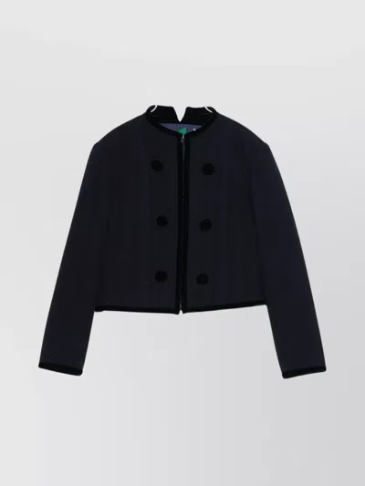 EMPORIO ARMANI DOUBLE-BREASTED CROPPED WOOL BLAZER