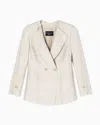 Emporio Armani Double-breasted Jacket In Icon Textured Jacquard Fabric In Sand