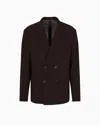 Emporio Armani Cashmere And Wool Doubke-breasted Jacket In Brown