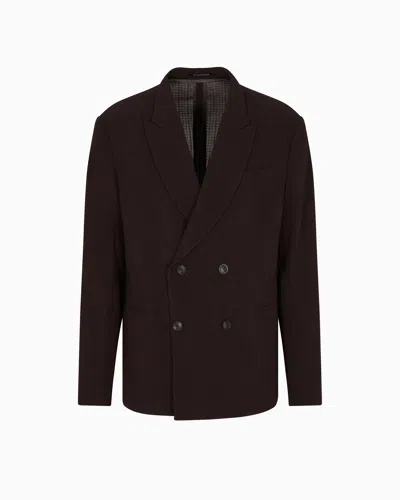 EMPORIO ARMANI DOUBLE-BREASTED JACKET IN WOOL CRÊPE WITH 3D EFFECT