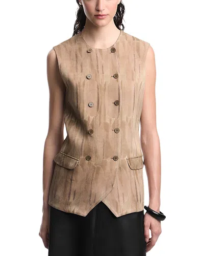Emporio Armani Double-breasted Waistcoat In Oval-patterned Jacquard In Neutral