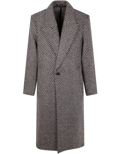 Emporio Armani Double Breasted Midi Coat In Brown