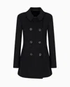 Emporio Armani Official Store Double-breasted Pea Coat In Casentino Wool In Black