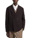 Emporio Armani Double Breasted Peak Lapel Blazer In Brown
