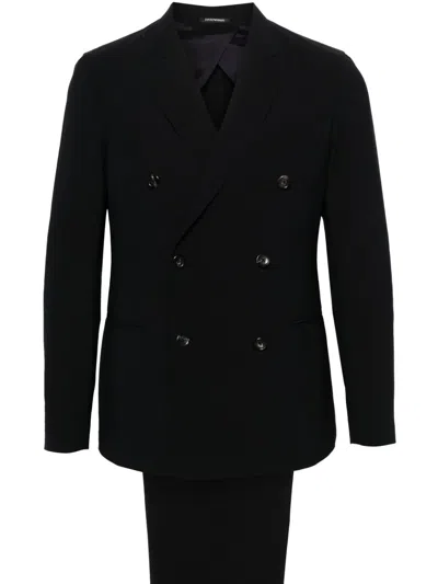 Emporio Armani Double-breasted Suit In Blue