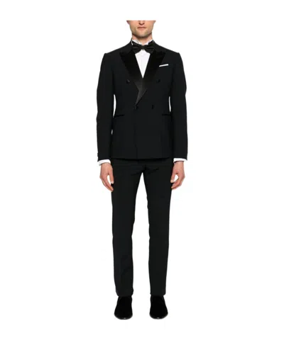 Emporio Armani Double-breasted Wool Suit In Black