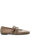 Emporio Armani Double-buckle Ballet Flats In Brown
