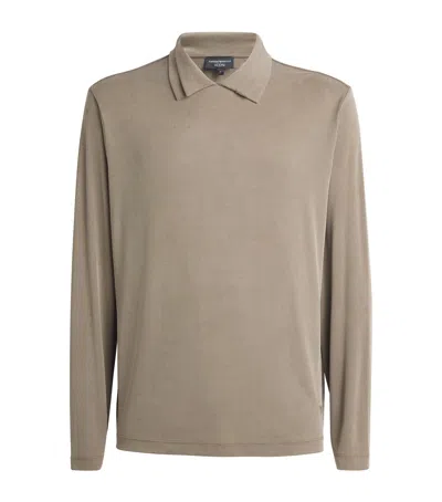 Emporio Armani Double-collared Polo Shirt In Grey