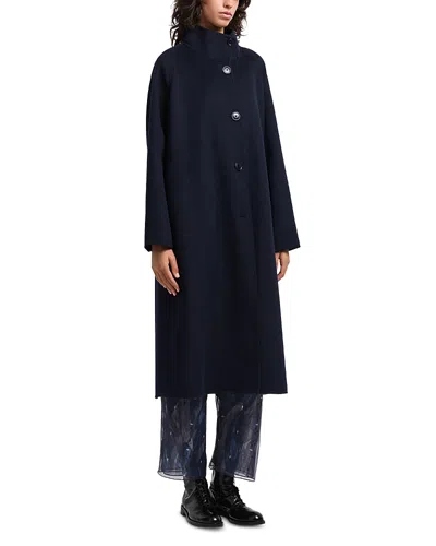 Emporio Armani Double Faced Belted Coat In Blue