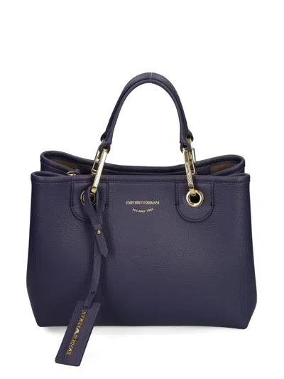 Emporio Armani Double-handle Gold-tone Tote Bag In Blue