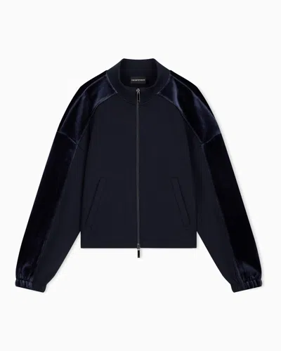 Emporio Armani Double Jersey Blouson With Chenille Tape Travel Essential In Black