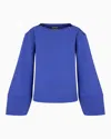 Emporio Armani Double Jersey Boat Neck Sweatshirt With Eagle Logo Tape In Blue