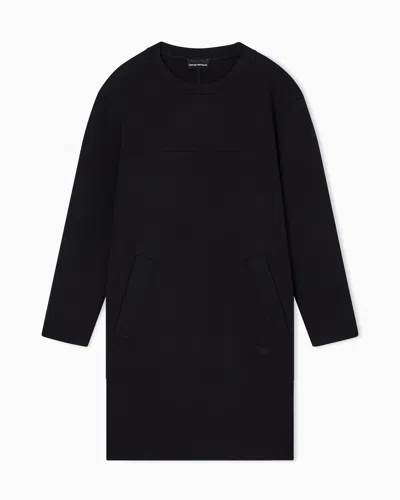 Emporio Armani Double Jersey Crew-neck Dress In Black
