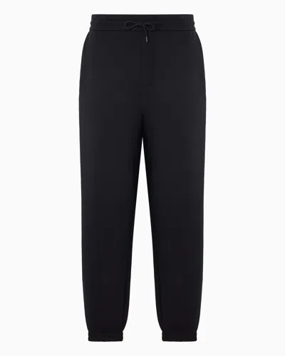 Emporio Armani Double Jersey Drawstring Joggers In Black