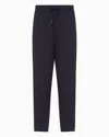 Emporio Armani Double Jersey Drawstring Joggers In Navy Blue