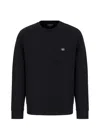 Emporio Armani Double Jersey Fabric Crew Neck Sweatshirt In Blue