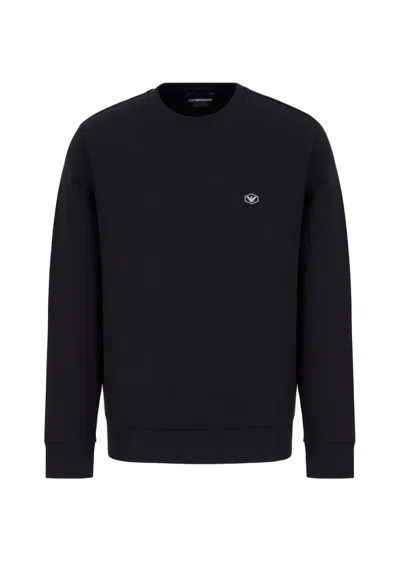 Emporio Armani Double Jersey Fabric Crew Neck Sweatshirt In Black