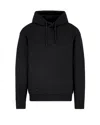 Emporio Armani Double-jersey Hooded Sweatshirt With All-over Micro Eagle Embroidery In Black