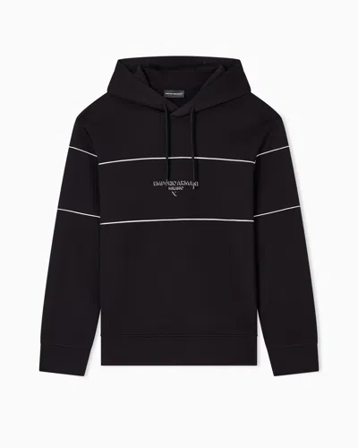 Emporio Armani Double-jersey Hooded Sweatshirt With 3d-effect Logo