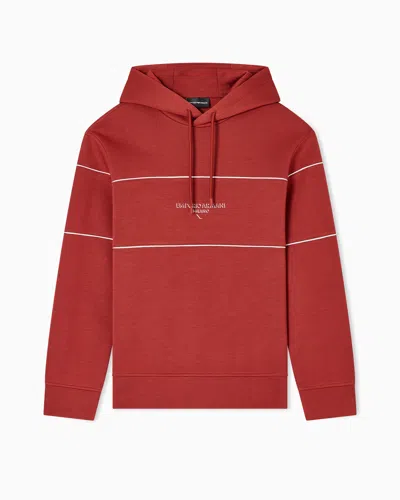 Emporio Armani Double-jersey Hooded Sweatshirt With 3d-effect Logo