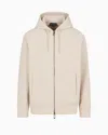 Emporio Armani Double-jersey Hooded Sweatshirt With Zip And Embossed Eagle Logo In Neutral