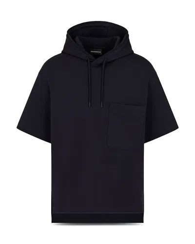 EMPORIO ARMANI DOUBLE JERSEY SHORT SLEEVED HOODED SWEATSHIRT