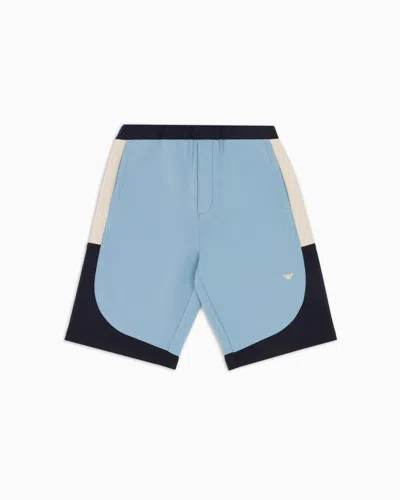 Emporio Armani Kids' Shorts Mit Colorblock-details Aus Doppellagigem Jersey In Blue