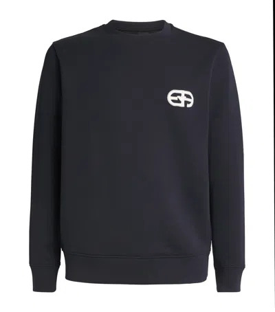 Emporio Armani Double-jersey Sweatshirt In Black