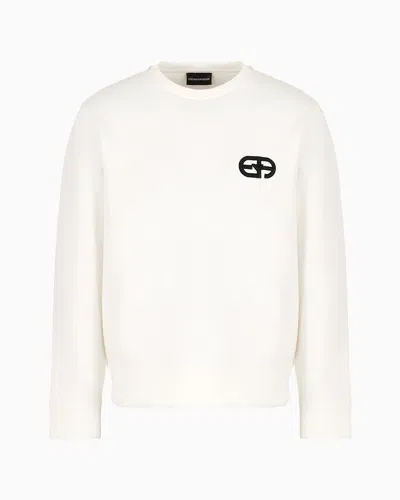 EMPORIO ARMANI DOUBLE-JERSEY SWEATSHIRT WITH EMBOSSED EMBROIDERED EA LOGO