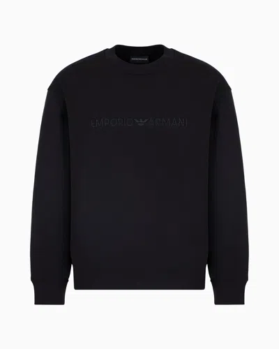 EMPORIO ARMANI ASV DOUBLE-JERSEY SWEATSHIRT WITH EMBOSSED EMBROIDERED LOGO