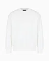 Emporio Armani Double-jersey Sweatshirt With Embossed Embroidered Logo In White