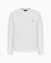 Emporio Armani Official Store Crew-neck Sweatshirt With Micro Logo Patch In White