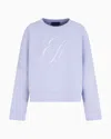 Emporio Armani Double-jersey Sweatshirt With Oversized Logo Embroidery In Purple